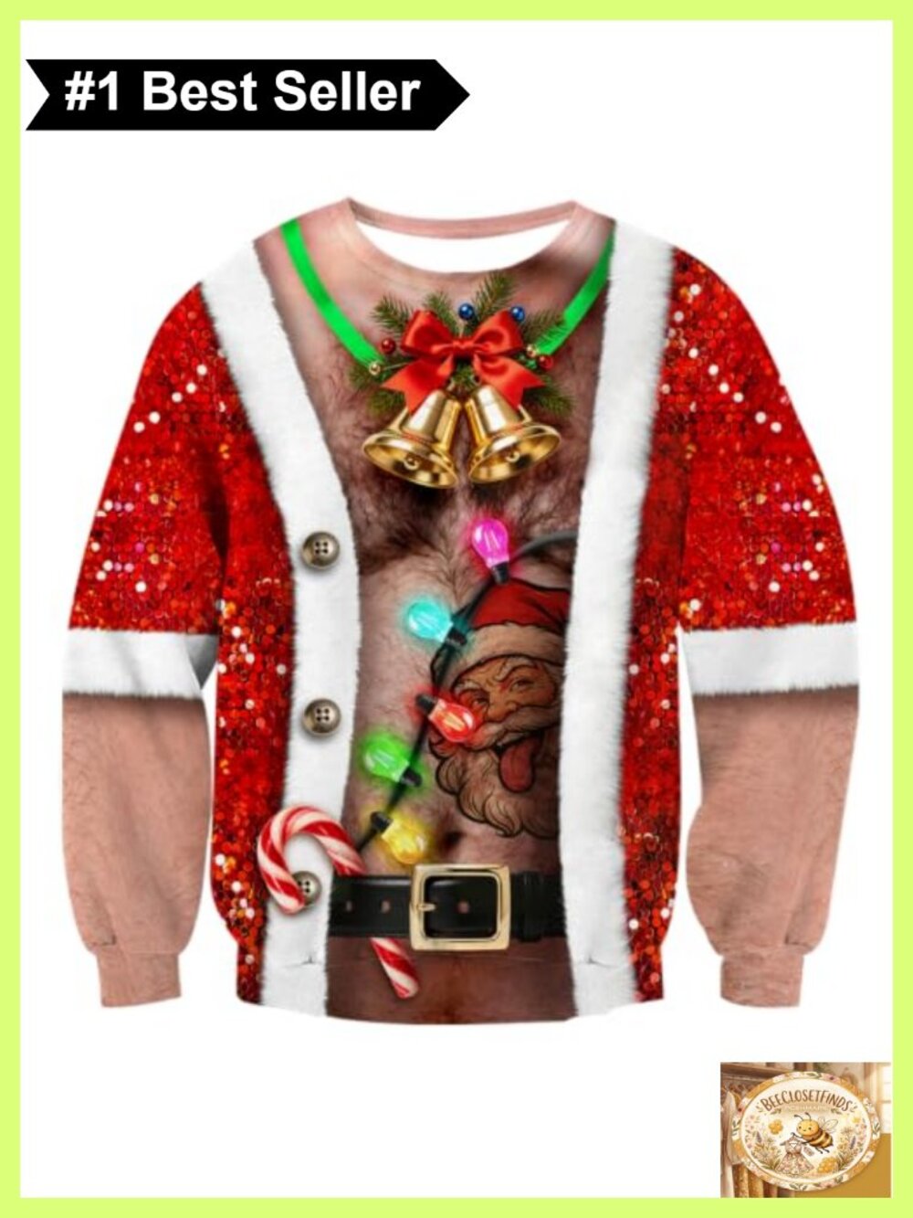 Mens Ugly Christmas Sweatshirt 3D Print Pullover Crew Neck Novelty